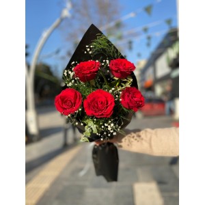 Özel 5 Kırmızı Gül Buketi
